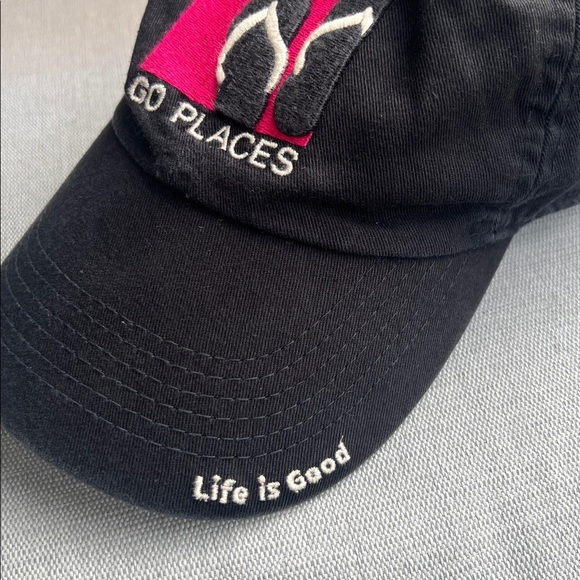 Life is Good - Go Places Black Flip Flops Adjustable Baseball Hat Cap - Picture 4 of 8